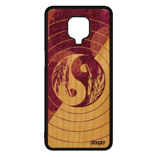 Coque En Bois Silicone De Protection Pour Xiaomi Redmi Note 9s Yin Et Yang Dessin Bulle Asie Couleur 4g Pastel Ying Plume Violet Zen