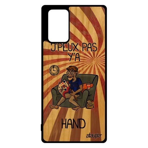 Coque j'peux pas y'a hand Note 20 bois naturel silicone rouge comique drole humour portable etui je bd supporter 4G Samsung galaxy