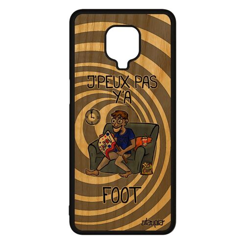 Coque bois veritable j'peux pas y'a foot Redmi Note 9s silicone texte souple caoutchouc telephone gris rigide humoristique de Xiaomi