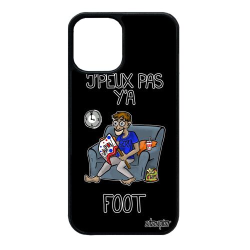 Coque iPhone 12 mini silicone j'peux pas y'a foot je football bd telephone drole smartphone de protection supporter motif noir