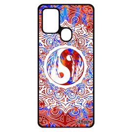 Coque Samsung Galaxy A21s Silicone Yin Et Yang Souple Coloré Orange Mandala Peinture Chine Fantaisie Rosace Case Artistique Cover De