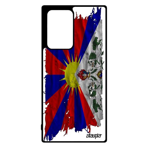 Coque silicone rigide pour Samsung Note 20 ultra drapeau tibet tibetain bouddhisme bouddha noir motif zen tissu asie de galaxy