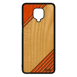 Coque Bois Xiaomi Redmi Note 9s Silicone Moderne Geometrique Effet Unique Orange Motif Case Fond Jolie Contemporain Portable Design