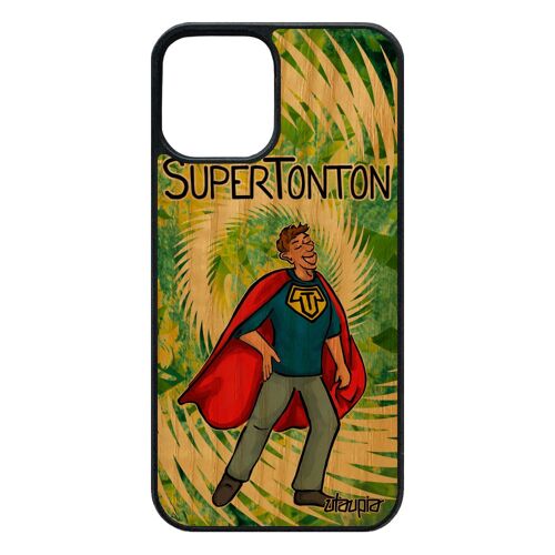Coque En Bois Pour 12 Pro/Iphone 12 Silicone Super Tonton Humour Drole De Protection Personnalisé Telephone Cadeau De Noel Bd