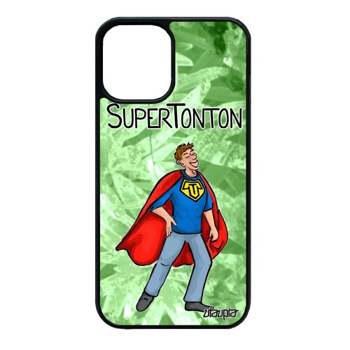 Coque iPhone 12 mini silicone super tonton comique vert oncle bumper heros de protection humour bd texte antichoc comics drole