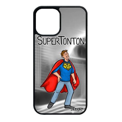 Coque iPhone 12 mini en silicone super tonton bande dessinée personnalisé gris humour bebe comics oncle humoristique telephone
