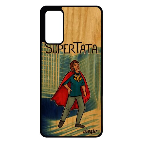 Coque Samsung Galaxy S20 FE bois silicone super tata mobile drole bande dessinée housse antichoc enfant heros bleu de made in France