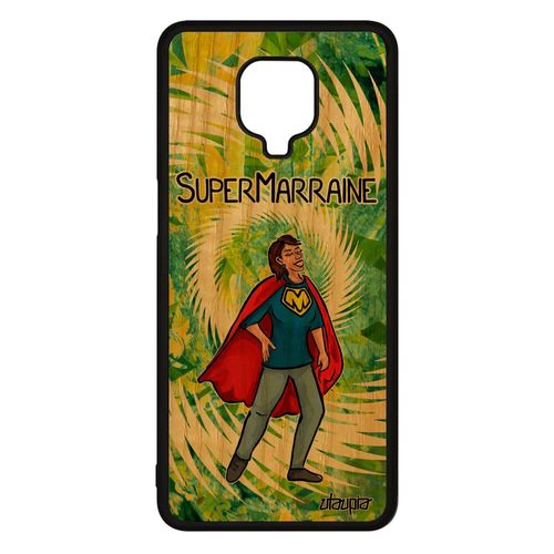 Coque Bois Super Marraine Pour Xiaomi Redmi Note 9 Pro Silicone Souple Naissance Fille Comics Rigide Drole Portable Bd Case Humour