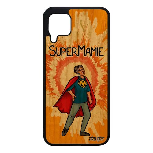 Coque Bois Pour Huawei P40 Lite Silicone Super Mamie Orange Comics Heros Personnalisé Caoutchouc Mamy Enfant Humour Bd Texte Etui De