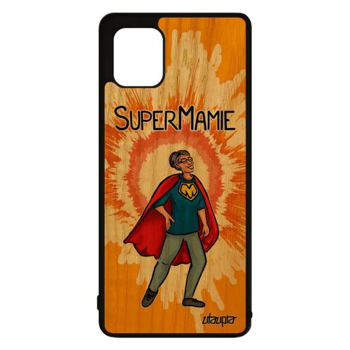 Coque Note 10 Lite Bois Silicone Super Mamie Humour Orange Heros Drole Cadeau Fete Des Grands Meres Mamy Comics Noir Samsung Galaxy