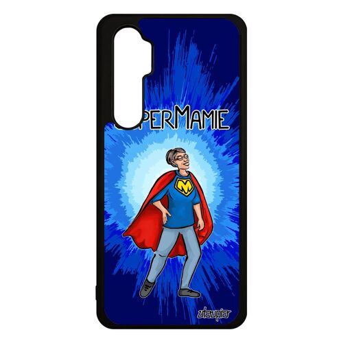 Coque mi Note 10 lite silicone super mamie famille humour texte comics bande dessinée drole mamy heros bleu grand mere unique Xiaomi