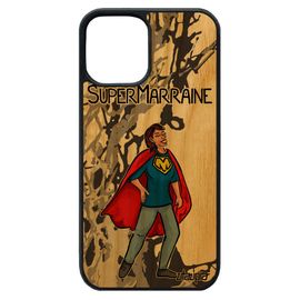Coque Super Marraine Iphone 12 Pro Max Bois Silicone 128 Go Etui Gris Unique Comique Case Texte Bebe Personnalisé Heros Drole