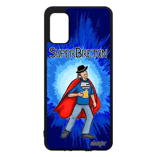 Coque Samsung A41 Silicone Super Breton Comics Humoristique 4g Case Humour Heros Bleu Telephone Noir Texte Drole Unique De Galaxy