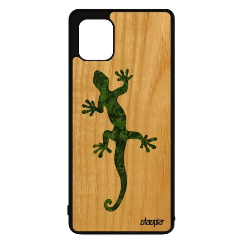 Coque En Bois Silicone Samsung Galaxy Note 10 Lite Salamandre 4g Fantaisie Noir Reptile Original Dessin Frêne Portable Vert Femme De