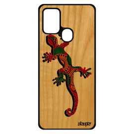 Coque Samsung Galaxy A21s En Bois Silicone Salamandre Case Jamaique Reggae Hippie Rasta Ethnique Animaux Orange De Made In France