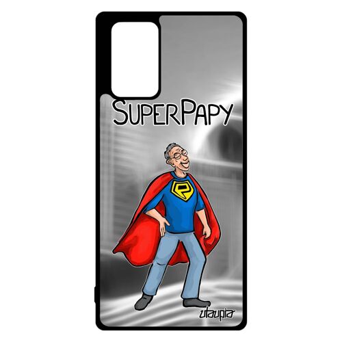 Coque silicone Samsung Note 20 super papy humour heros grands peres unique drole case TPU antichoc gris texte bebe papi de galaxy