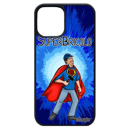 Coque iPhone 12 pro max silicone super bricolo de protection cover heros souple papy bleu texte bande dessinée telephone papa
