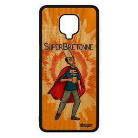 Coque Xiaomi Redmi Note 9s Bois Veritable Silicone Super Bretonne Mobile Drole Original Orange Souple Bd Heros Humour Humoristique