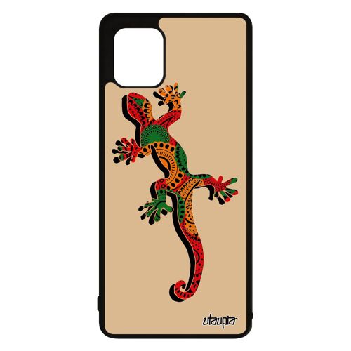 Coque rigide Samsung Note 10 lite silicone salamandre animal lezard animaux reptile hippie esprit du feu bumper TPU Jaune de galaxy