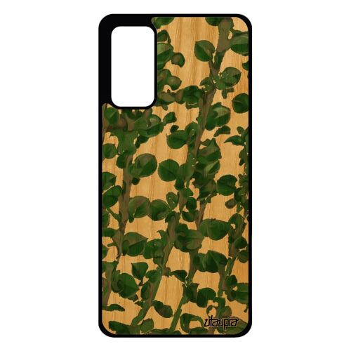 Coque de protection Galaxy S20 FE en bois silicone motif feuilles original case fleurs floral design vert smartphone nature Samsung