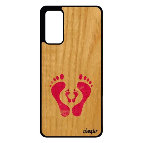 Coque En Bois S20 Fe Silicone Trace De Pas Bebe Femme Noir Famille Rose Artisanat Fait Main Empreinte Made In France Samsung Galaxy