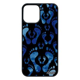 Coque Iphone 12 / 12 Pro En Silicone Trace De Pas Pas Cher Plage Colore Motif Couleur Metal Pied Imression Bleu Jolie Antichoc