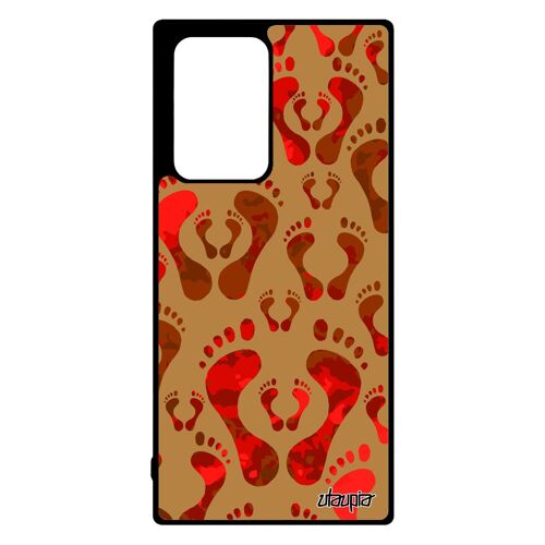 Coque Samsung Galaxy Note 20 ultra silicone pied rouge imprime etui antichoc plage motif trace de pas mobile colore design empreinte