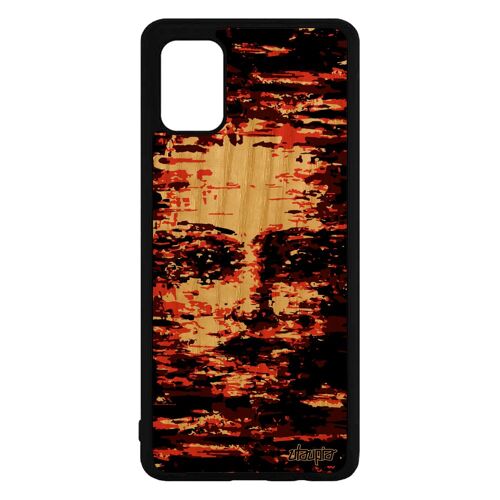 Coque Pour Samsung A71 En Bois Silicone Portrait Design Femme Visage Ephemere Artistique De Protection Art 4g Rouge Portable Galaxy