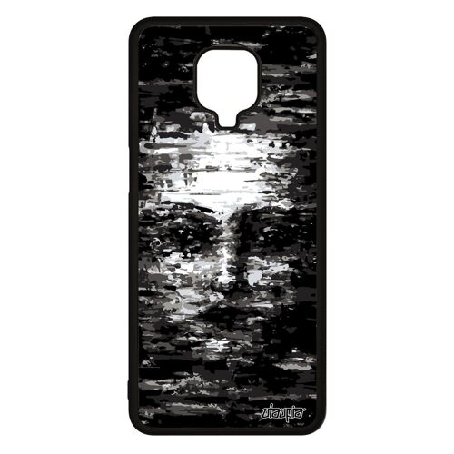 Coque silicone pour Xiaomi Redmi Note 9 pro portrait peinture femme artistique mobile art visage Gris telephone housse garcon metal