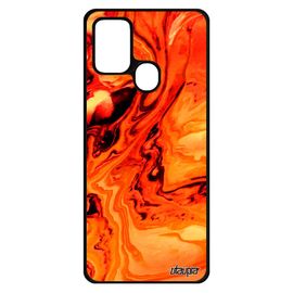 Coque Samsung Galaxy A21s Silicone Peinture Nature Design Orange Coloré Motif Art Portable Pas Cher Telephone Marbre Etui De