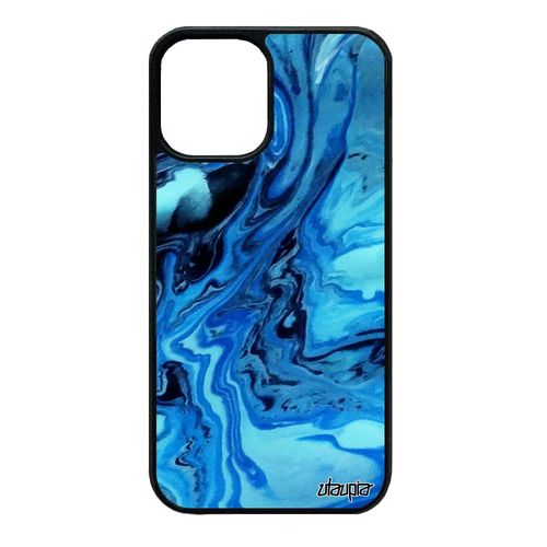 Coque Silicone Iphone 12 Mini Peinture 4g Texture Nature Art Antichoc Portable Coloré Marbre Bleu Aluminium Tpu Motif Original