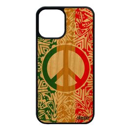 Coque De Protection Iphone 12 Mini Bois Silicone Peace And Love Garcon Mandala Personnalisé & Portable Jamaique Jaune Reggae