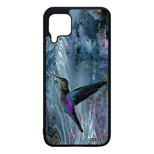 Coque colibri pour Huawei P40 Lite silicone 4G bleu design oiseau fleurs souple antichoc ecologie plumes animal animaux case bumper