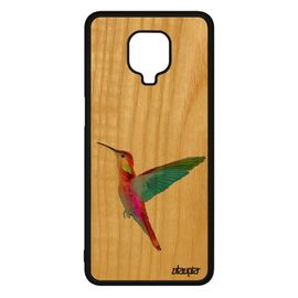 Coque De Protection Xiaomi Redmi Note 9s En Bois Silicone Colibri Orange Peinture Telephone Case Design Ecologie Rigide Dessin