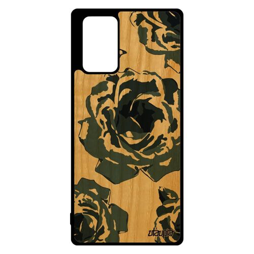 Coque En Bois Pour Samsung Note 20 Silicone Rose Fleur Gris Petale De Etui Eternelle Nature Telephone Unique Mobile Noir Love Galaxy