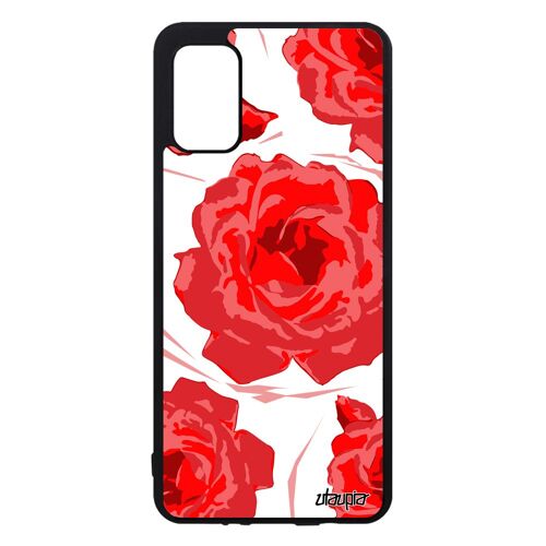 Coque Antichoc Galaxy A41 Silicone Rose Fleur Romantique Mariage Nature Noir Amour Tatouage Smartphone Rouge Floral Plante Samsung