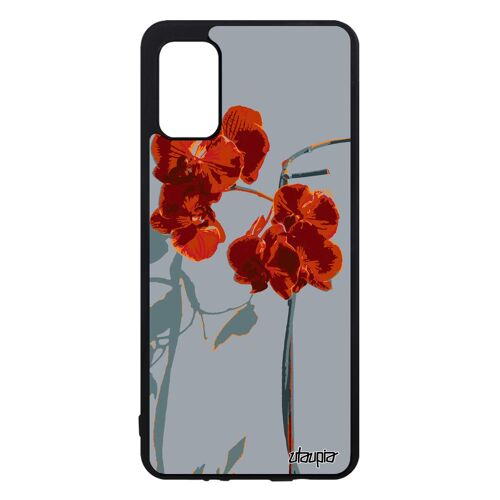 Coque Silicone Pour A41 Orchidée Fleur Noir Jolie Original Exotique Tropical Mobile Rouge Couleur Plante Amour Love Samsung Galaxy