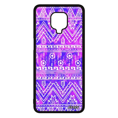 Coque Silicone Pour Xiaomi Redmi Note 9s Motif Azteque Design Jolie Effet Violet Antichoc Telephone Bumper Tribal Fond Decoratif De
