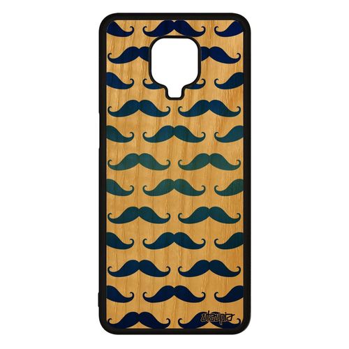 Coque Xiaomi Redmi Note 9s Bois Silicone Moustache Homme Fete Des Peres Peinture Souple Pipe Couleur Caoutchouc De Protection Bleu