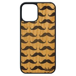 Coque Bois Moustache Pour Iphone 12 Pro Max Silicone Dessin Smartphone Design Etui Chapeau Melon Pipe Gris Case Peinture
