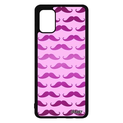 Coque moustache pour Galaxy A71 silicone imprime rose etui vintage peinture 4G homme pipe original case impression de Samsung
