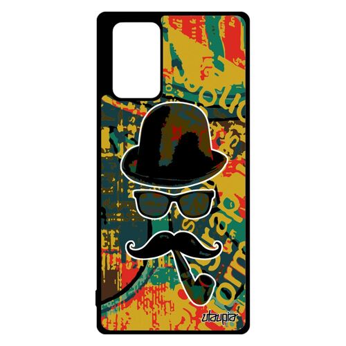 Coque En Silicone Samsung Galaxy Note 20 Homme Moustache Vintage Housse Telephone Peinture Pipe Charlie Chapeau Melon Made In France