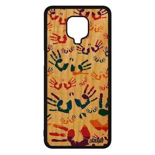 Coque Silicone Empreinte Main Xiaomi Redmi Note 9s Bois Souple Portable Peinture Hippie Coloré Rasta De Protection Violet Trace De