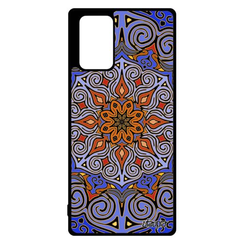 Coque Mandala Samsung Galaxy Note 20 Silicone Fleur Noir Indien Fantaisie Hindou Souple Alu Bleu Personnalisé Oriental Nepal Rosace