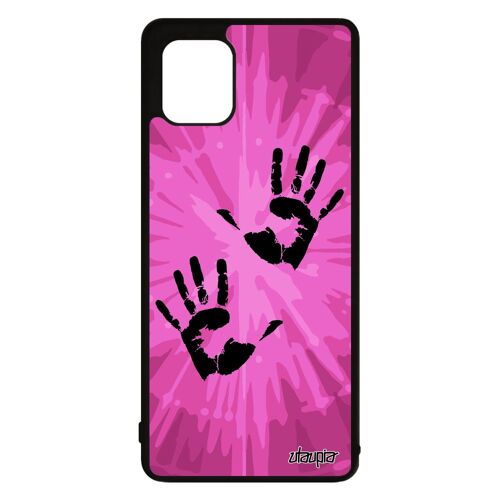 Coque Note 10 lite en silicone empreinte main A81 cover femme smartphone deux peinture soleil trace de antichoc Rose Samsung galaxy