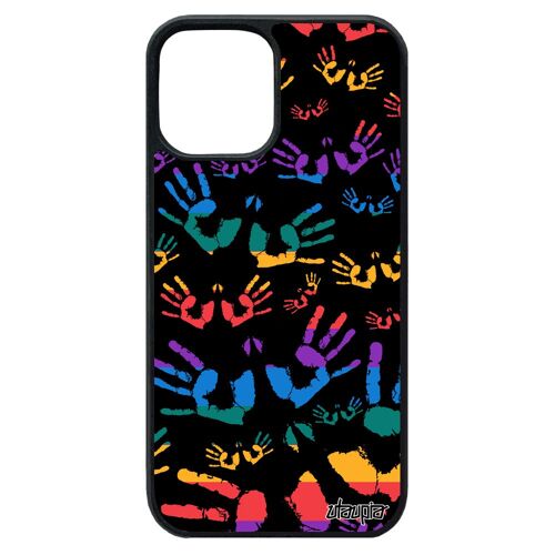 Coque Antichoc Iphone 12 Pro Max Silicone Empreinte Main Imprimé Coloré Smartphone Arc En Ciel Telephone Fantaisie Motif Rasta