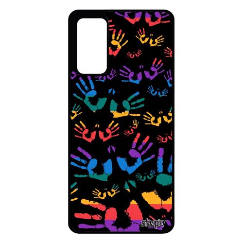 Coque S20 FE silicone empreinte main SM-G780F/DS coloré hippie original Violet rasta housse peinture smartphone de Samsung galaxy