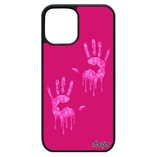 Coque Iphone 12 Pro Max En Silicone Main Fantaisie Image Trace De Empreinte Personnalisé Telephone Femme Noir Rose Case Fille