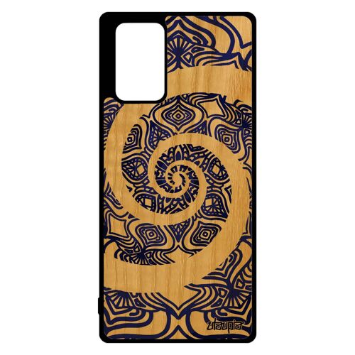 Coque pour Note 20 bois silicone Mandala indien zen telephone mobile case tibetain Bleu fantaisie motif tatouage de Samsung galaxy