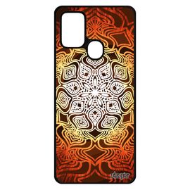 Coque Samsung Galaxy A21s En Silicone Mandala Indien De Protection Original Tibetain Orange Case Bouddhisme Effet 3d Telephone
